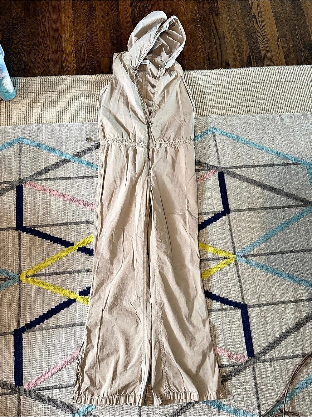 Zara Hooded Jumpsuit in Beige Size Medium Like New